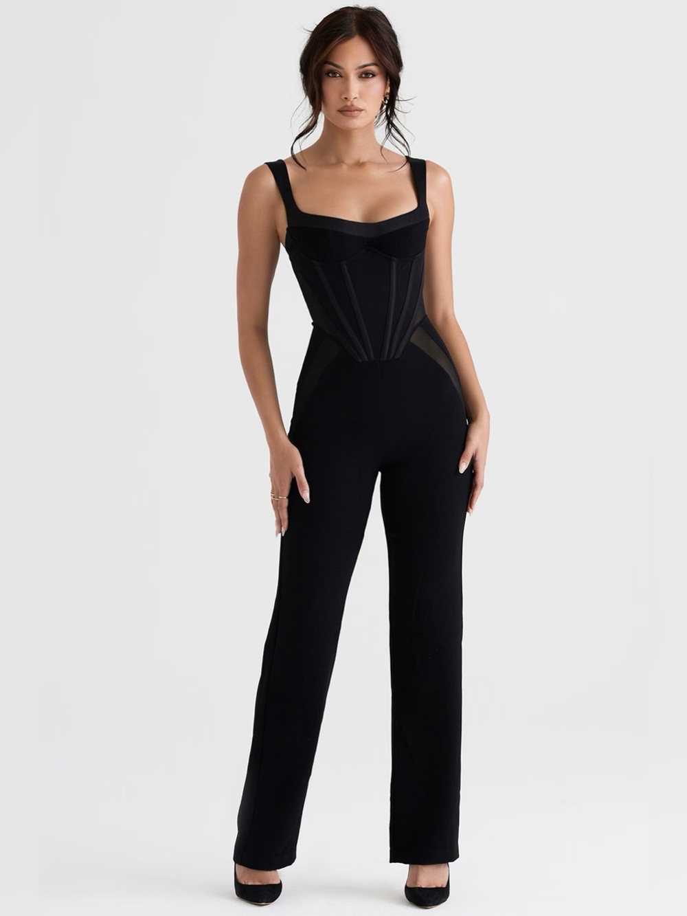 House of CB Women's Black Structured Bustier Jumpsuit